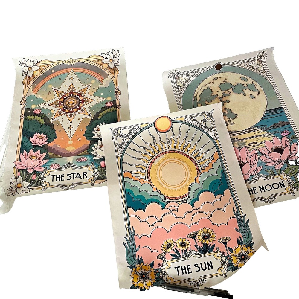 Tarot Astrology Sun Moon Stars Art Print 3 pack canvas poster art boho 12x16